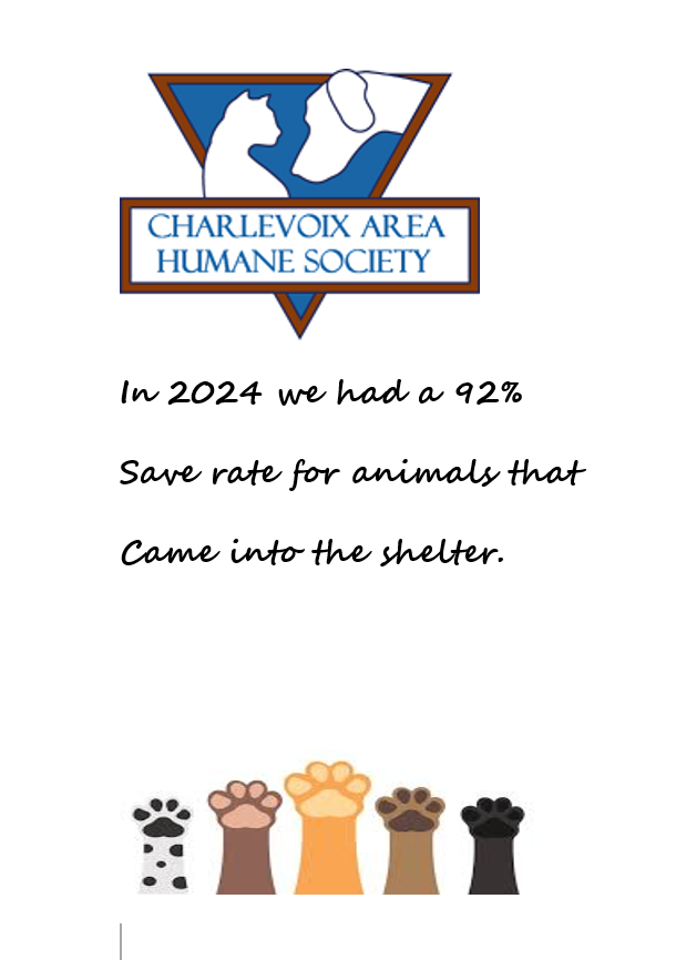 Charlevoix Area Humane Society Save Rate 2024 Charlevoix Area Humane Society Save Rate 2024